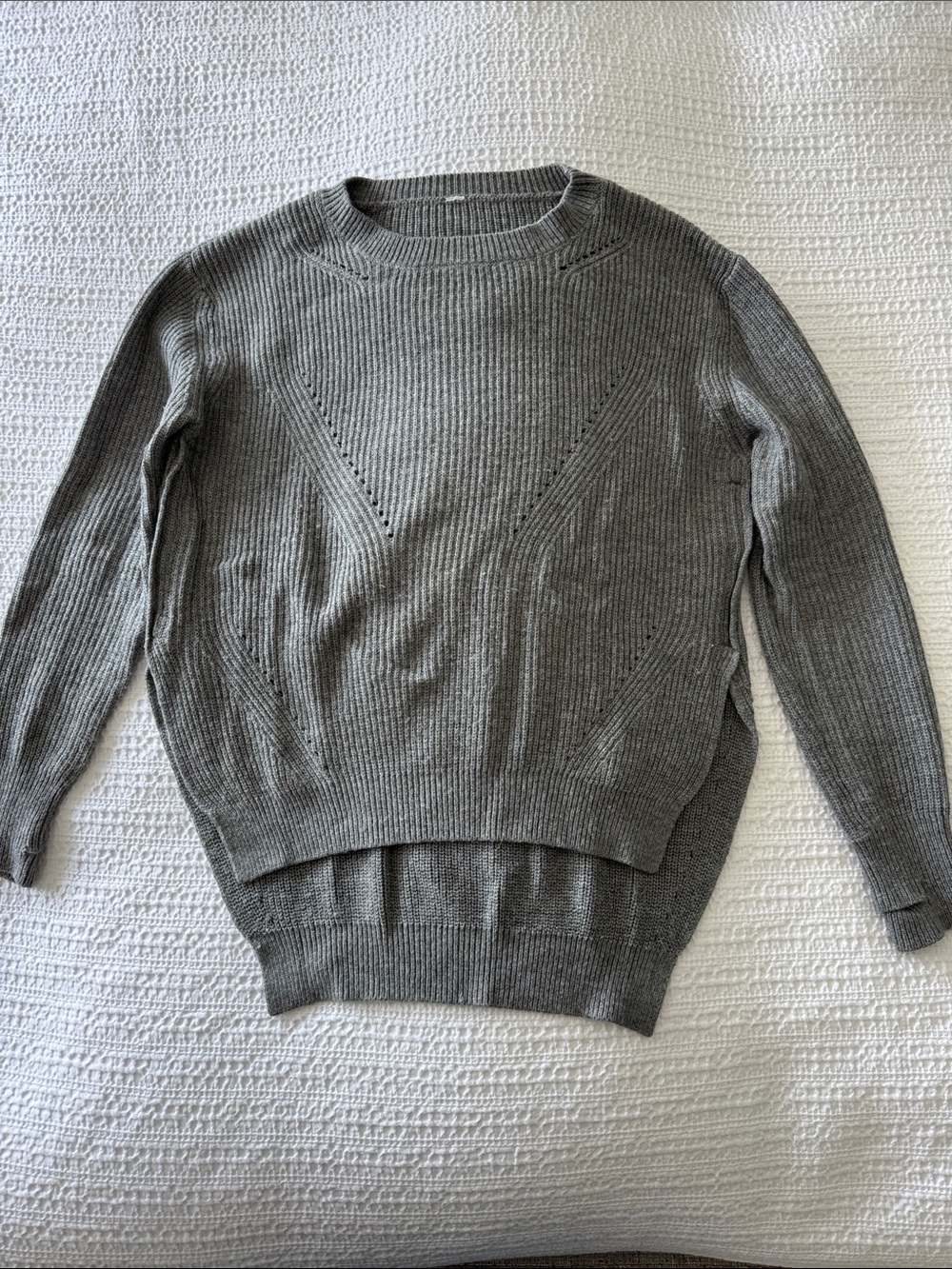 lululemon athletica Heather Gray Ribbed Crewneck Sweater